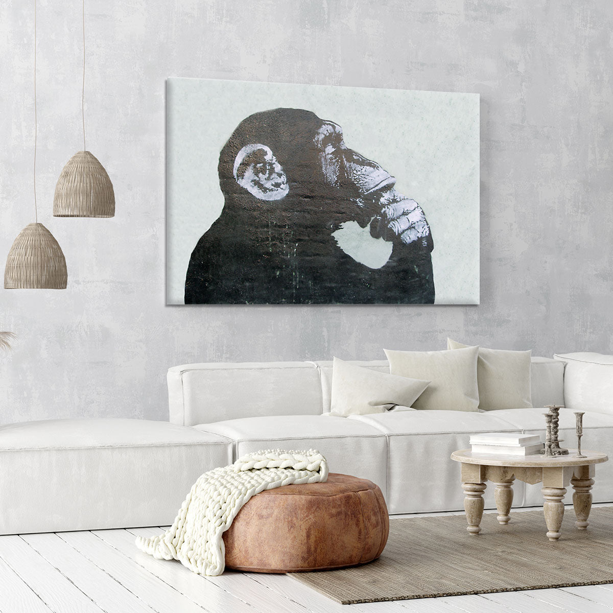 Banksy The Thinker Monkey Canvas Print or Poster - Canvas Art Rocks - 6