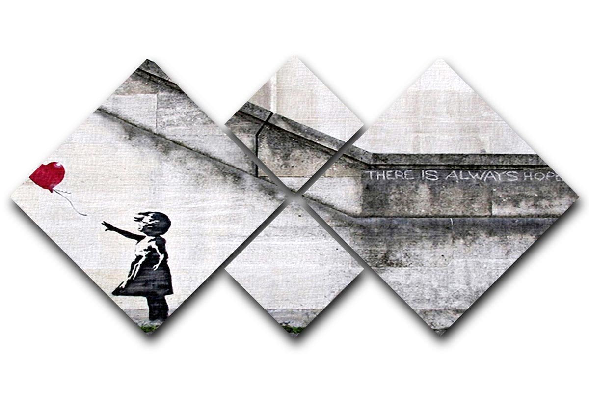 Banksy There is Always Hope 4 Square Multi Panel Canvas  - Canvas Art Rocks - 1
