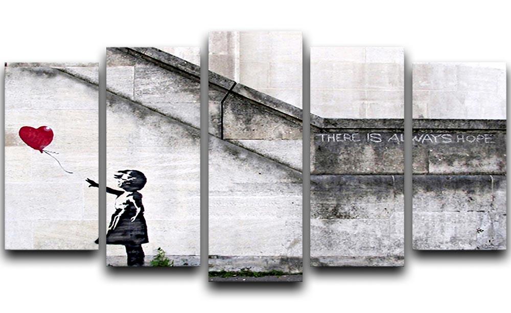 Banksy There is Always Hope 5 Split Panel Canvas  - Canvas Art Rocks - 1