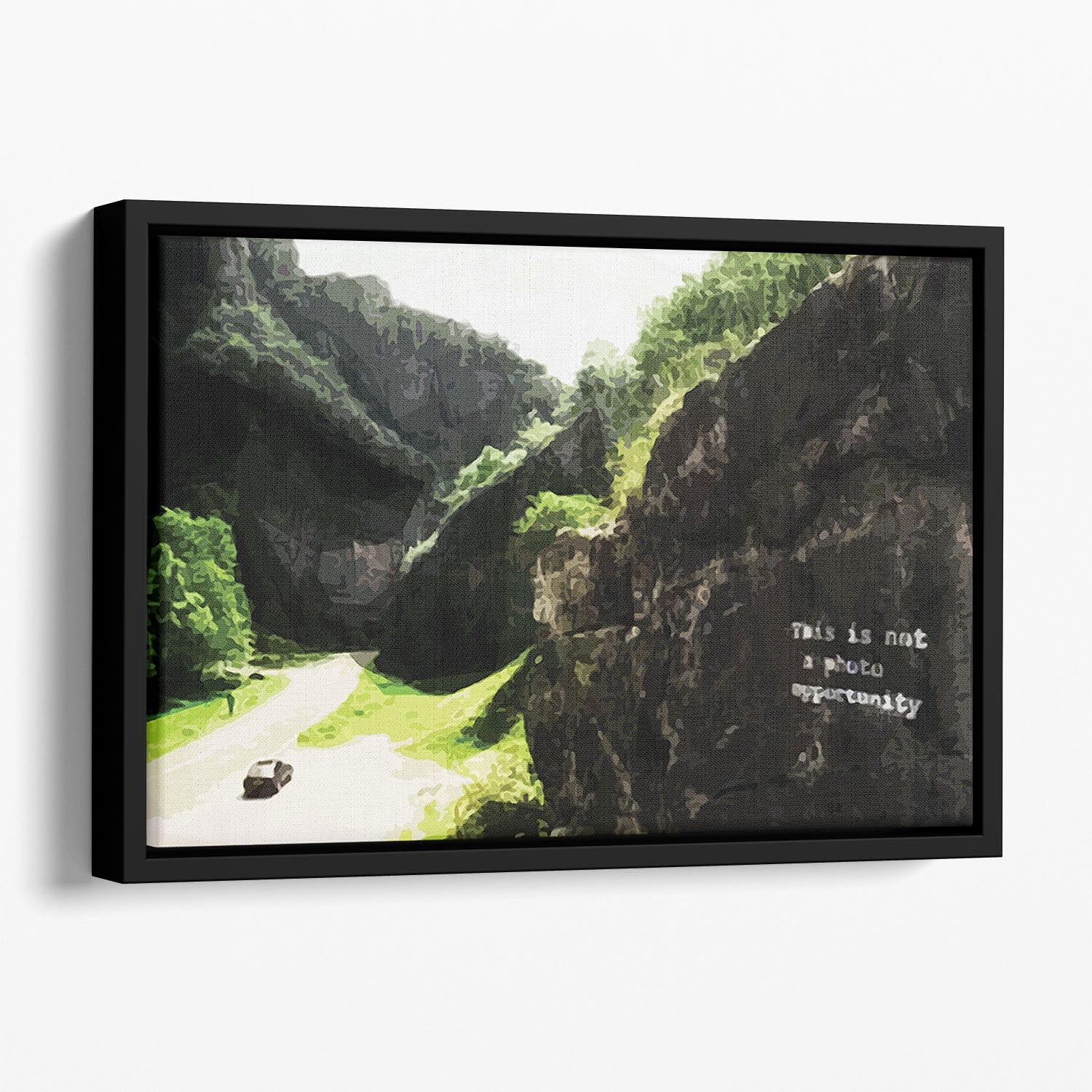 Banksy This is not a Photo Opportunity Cheddar Gorge Somerset Floating Framed Canvas - Canvas Art Rocks - 1
