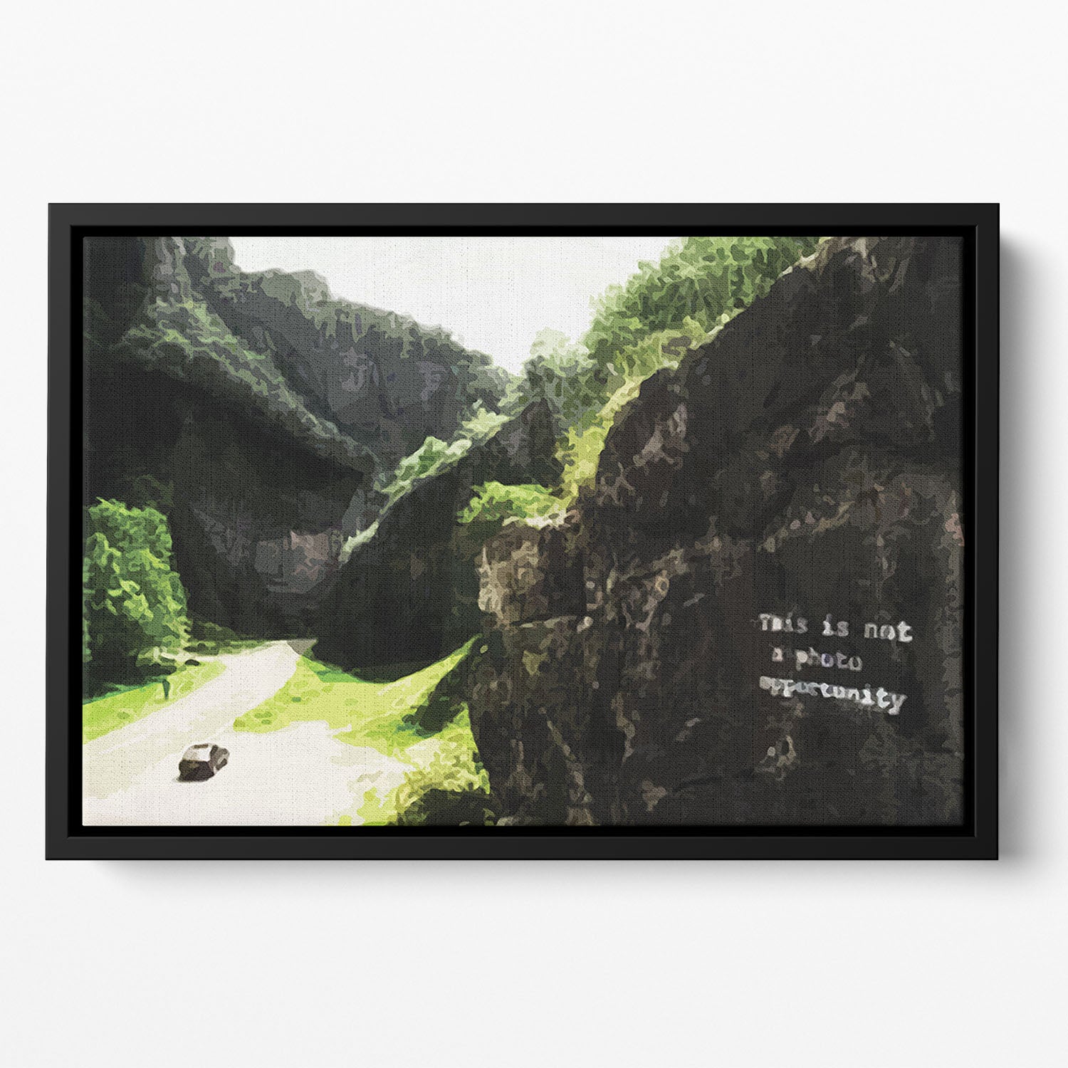 Banksy This is not a Photo Opportunity Cheddar Gorge Somerset Floating Framed Canvas - Canvas Art Rocks - 2