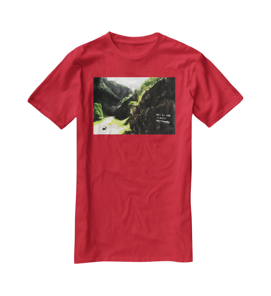Banksy This is not a Photo Opportunity Cheddar Gorge Somerset T-Shirt - Canvas Art Rocks - 4