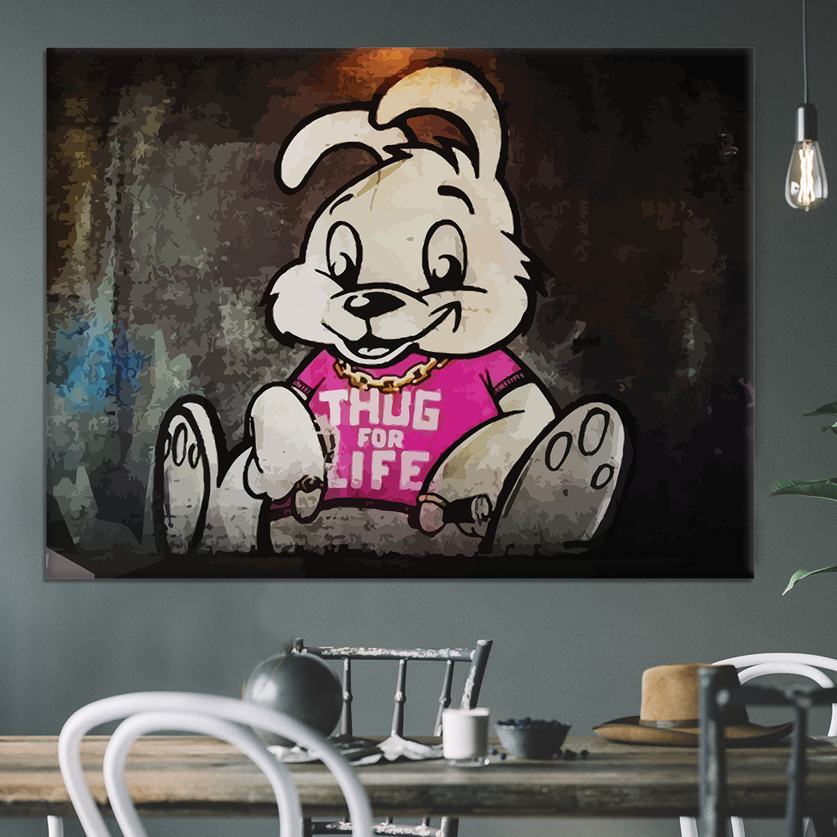 Banksy Thug For Life Bunny Canvas Print or Poster - Canvas Art Rocks - 3