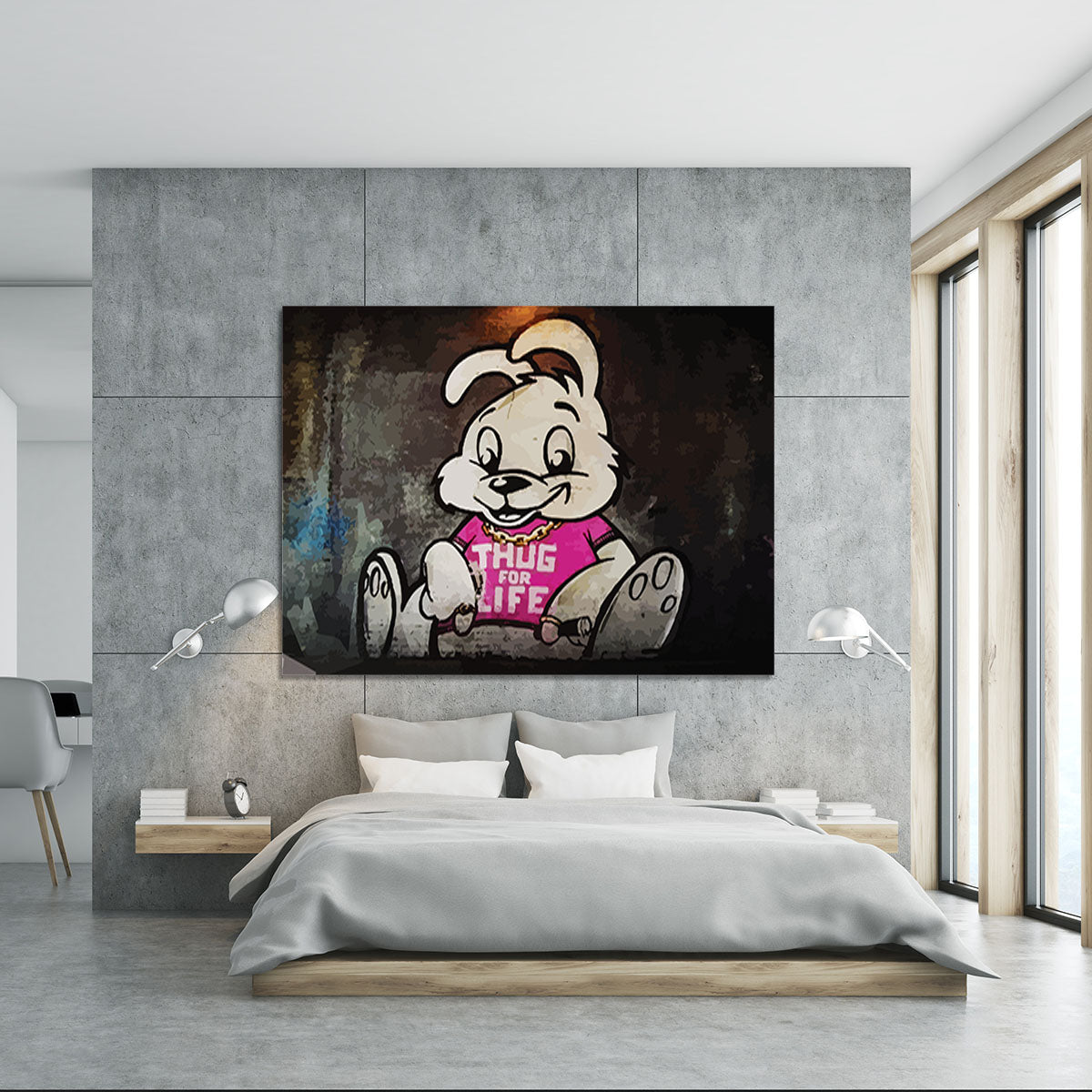 Banksy Thug For Life Bunny Canvas Print or Poster - Canvas Art Rocks - 5