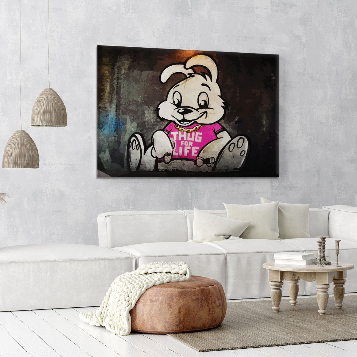 Banksy Thug For Life Bunny Canvas Print or Poster - Canvas Art Rocks - 6