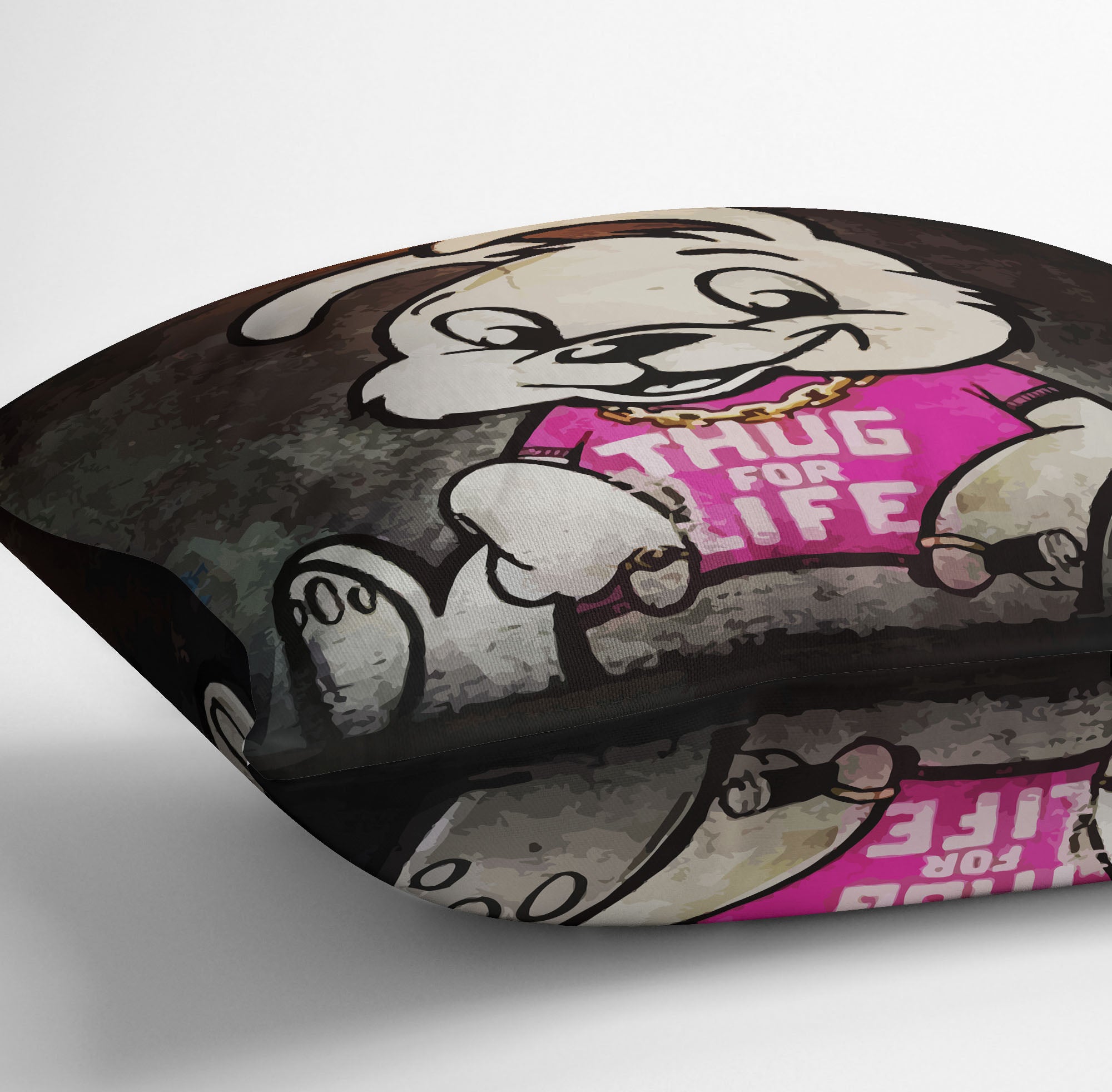 Banksy Thug For Life Bunny Cushion - Canvas Art Rocks - 3