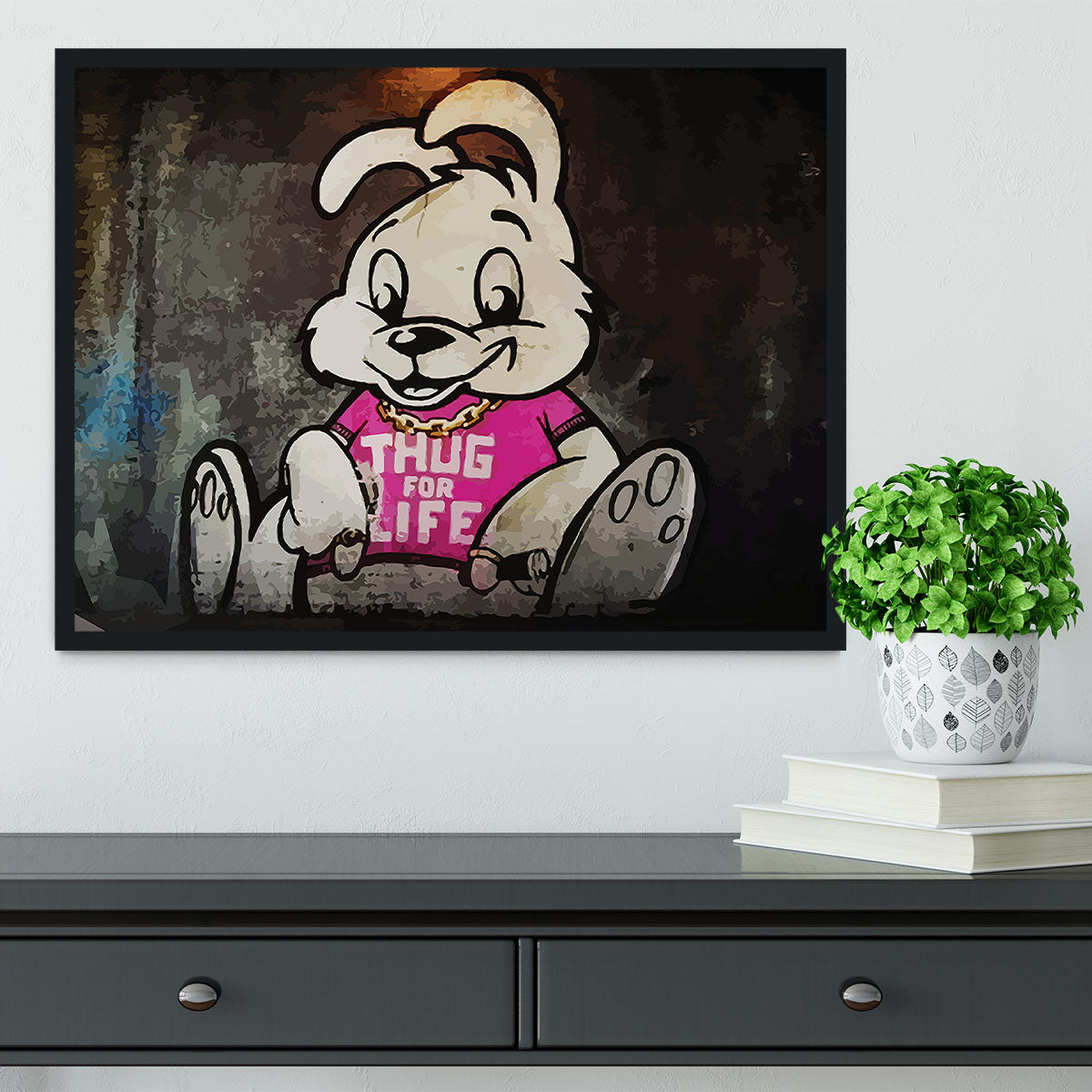 Banksy Thug For Life Bunny Framed Print - Canvas Art Rocks - 2