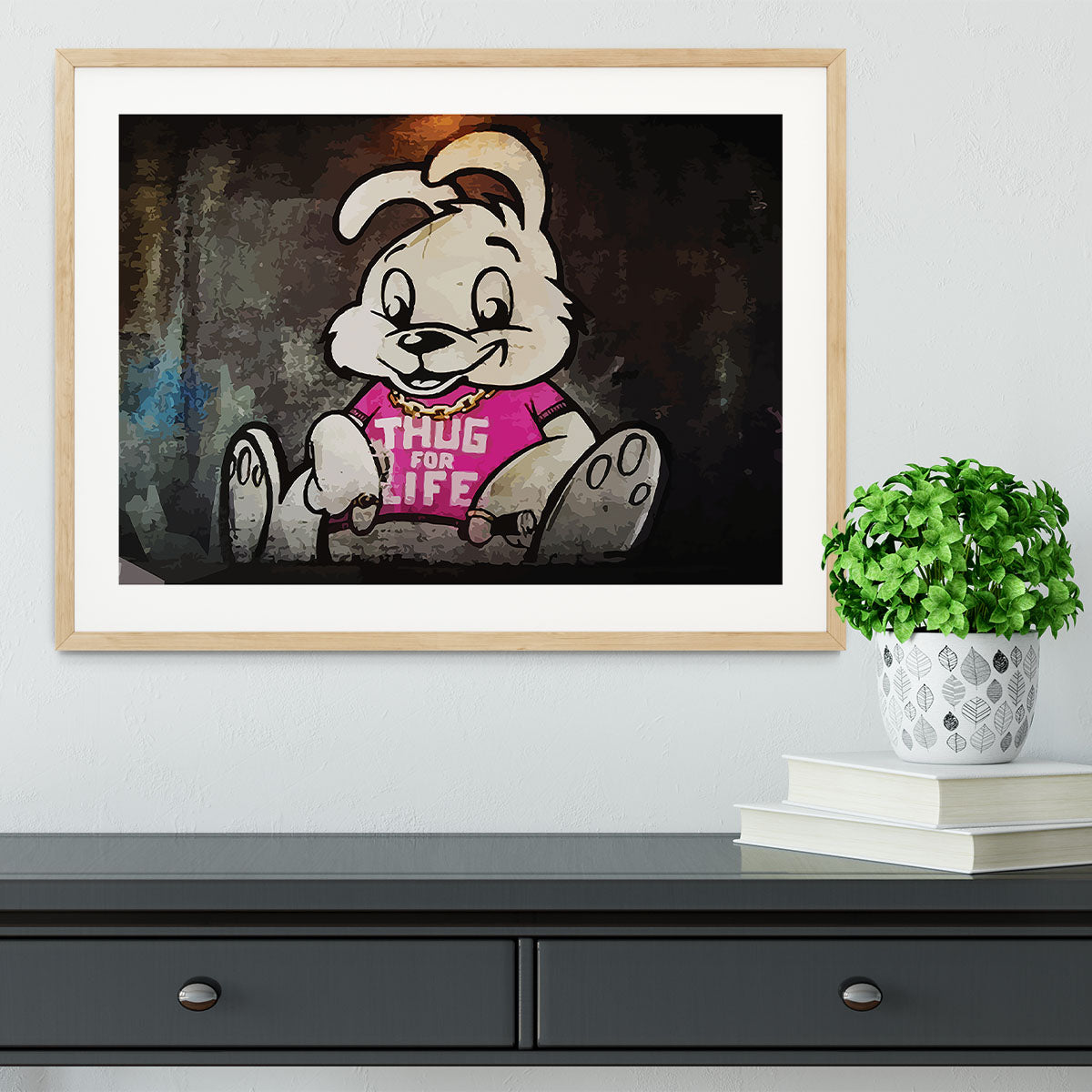 Banksy Thug For Life Bunny Framed Print - Canvas Art Rocks - 3