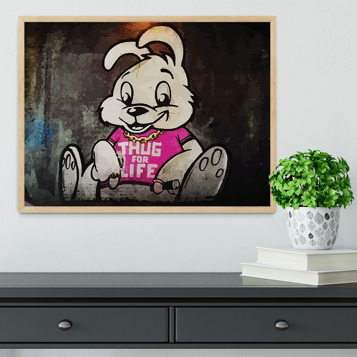 Banksy Thug For Life Bunny Framed Print - Canvas Art Rocks - 4