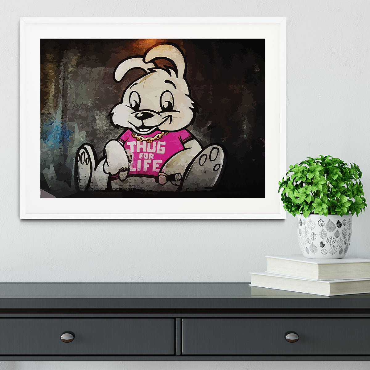 Banksy Thug For Life Bunny Framed Print - Canvas Art Rocks - 5