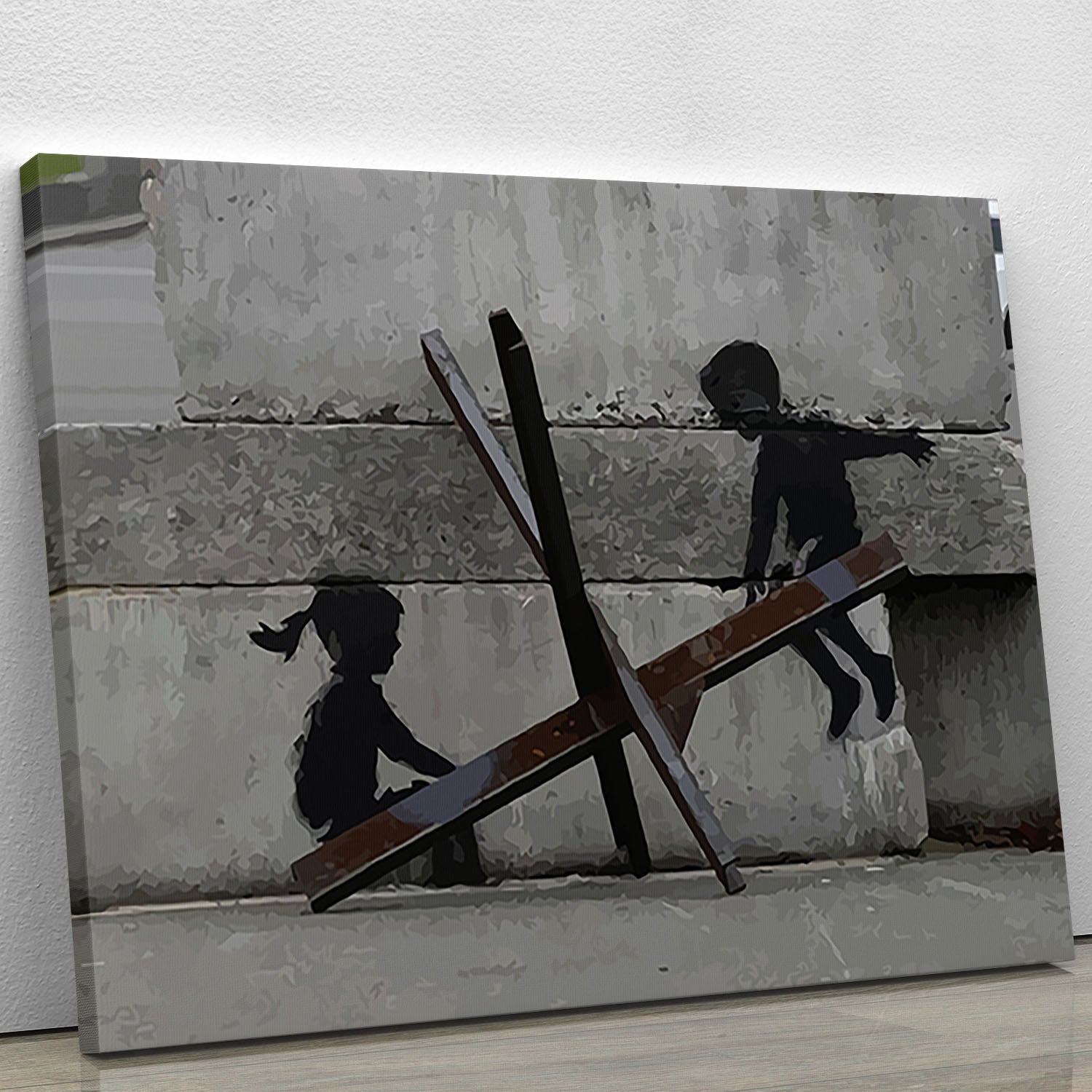 Banksy Ukraine Children Tank Trap See Saw Canvas Print or Poster - Canvas Art Rocks - 1