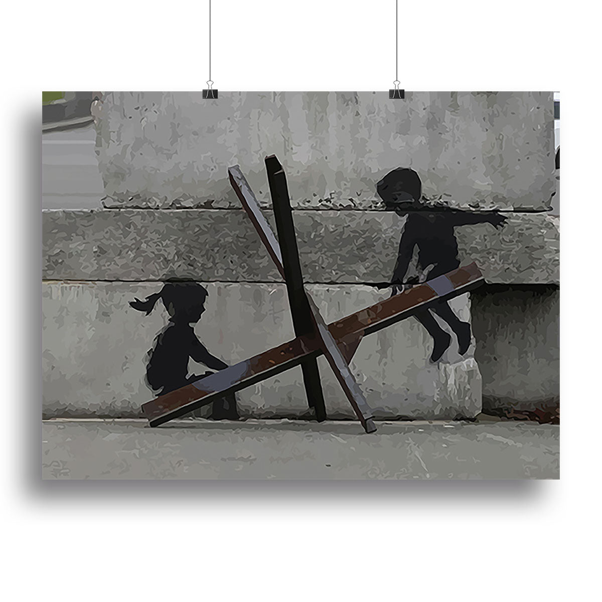 Banksy Ukraine Children Tank Trap See Saw Canvas Print or Poster - Canvas Art Rocks - 2