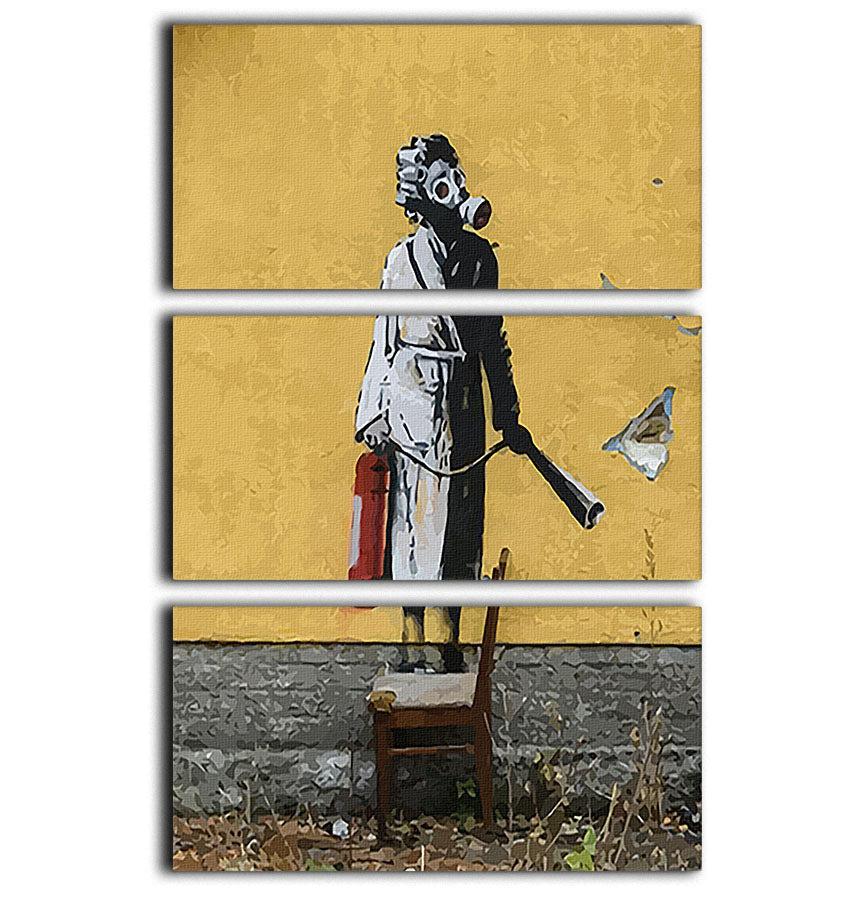 Banksy Ukraine Lady In Gas Mask 3 Split Panel Canvas Print - Canvas Art Rocks - 1