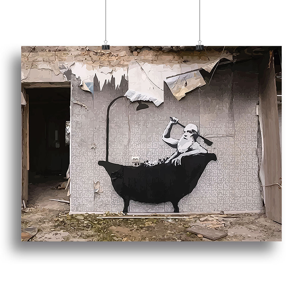 Banksy Ukraine Man In Bath Canvas Print or Poster - Canvas Art Rocks - 2