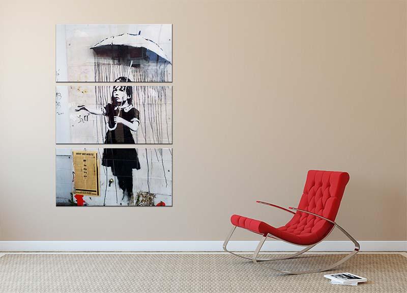 Banksy Umbrella Girl 3 Split Panel Canvas Print - Canvas Art Rocks - 2