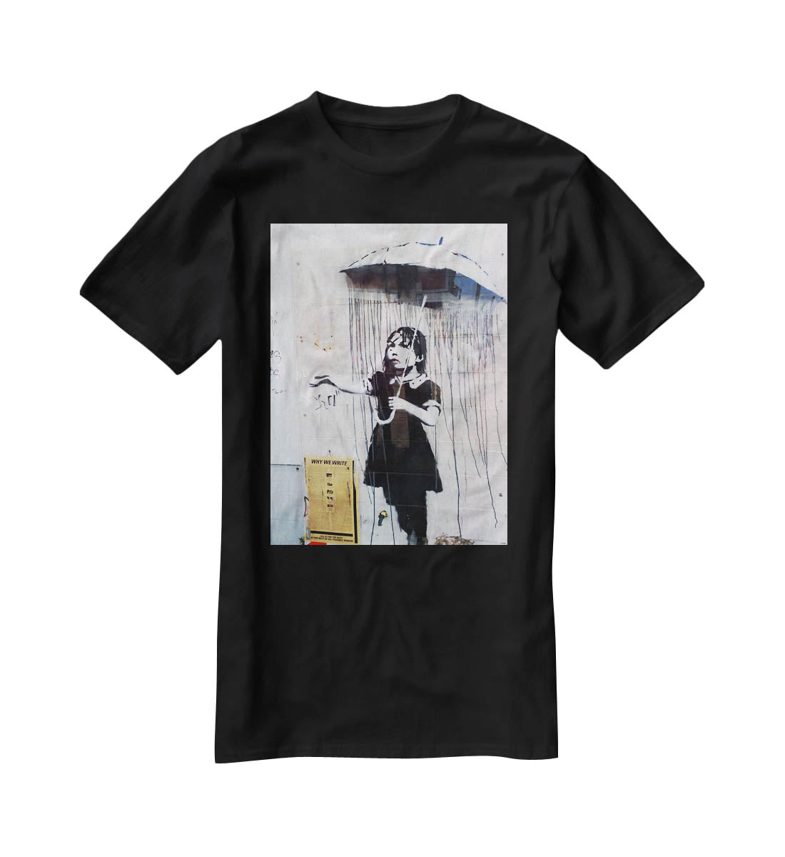 Banksy Umbrella Girl T-Shirt - Canvas Art Rocks - 1