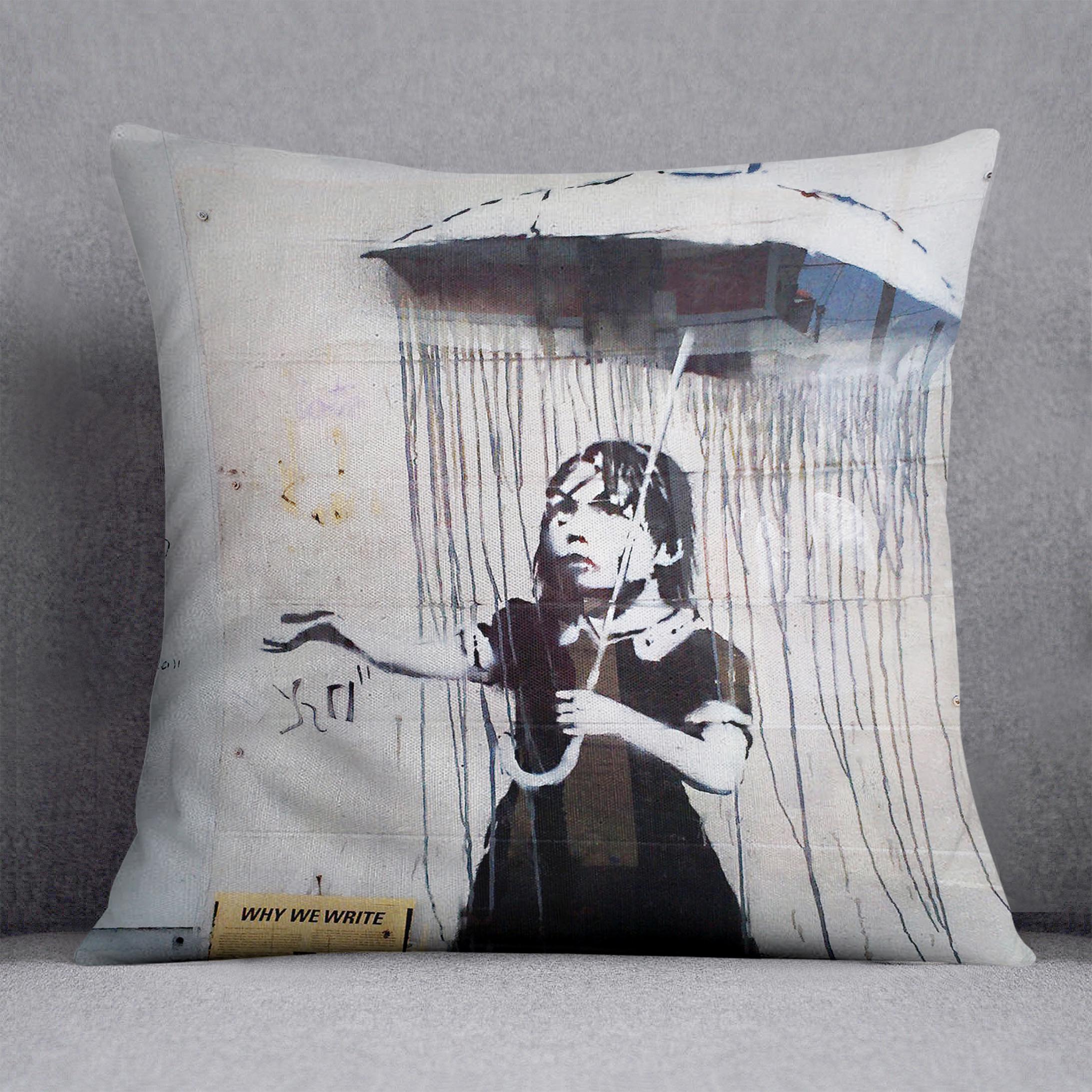 Banksy Umbrella Girl Cushion