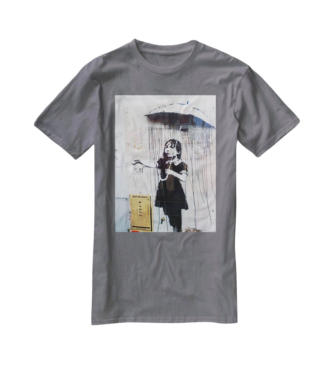 Banksy Umbrella Girl T-Shirt - Canvas Art Rocks - 3