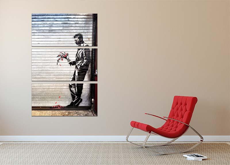 Banksy Waiting in Vain 3 Split Panel Canvas Print - Canvas Art Rocks - 2