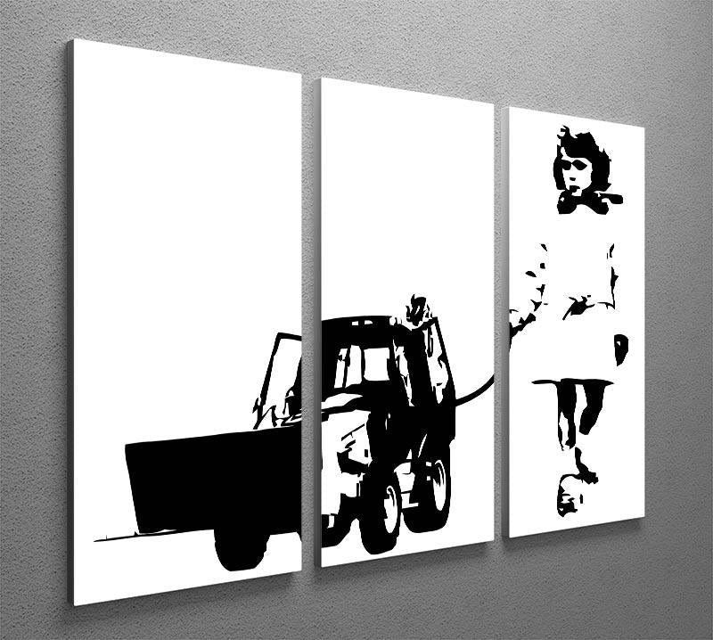 Banksy Walking The Cat 3 Split Panel Canvas Print - Canvas Art Rocks - 4
