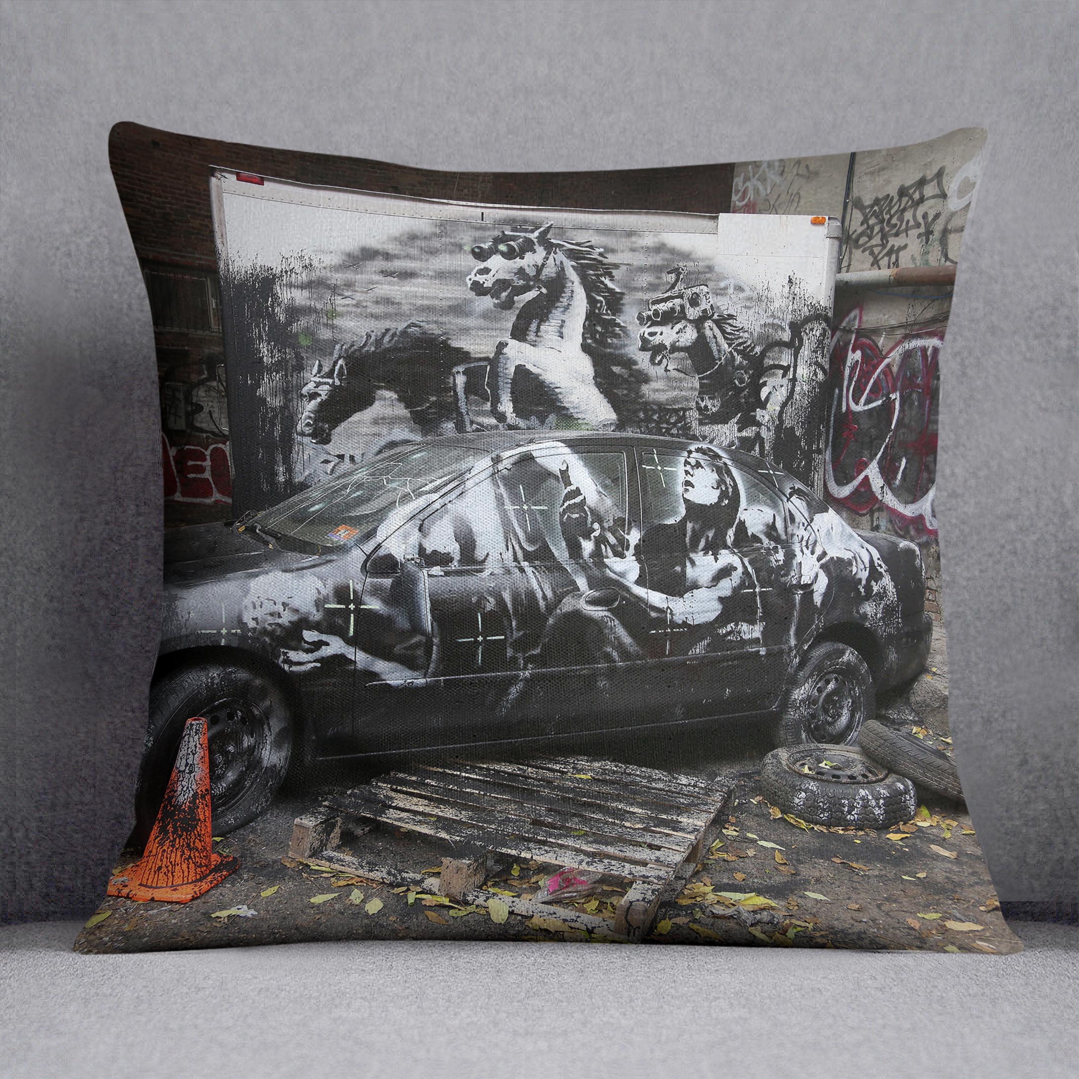 Banksy War Horse Cushion