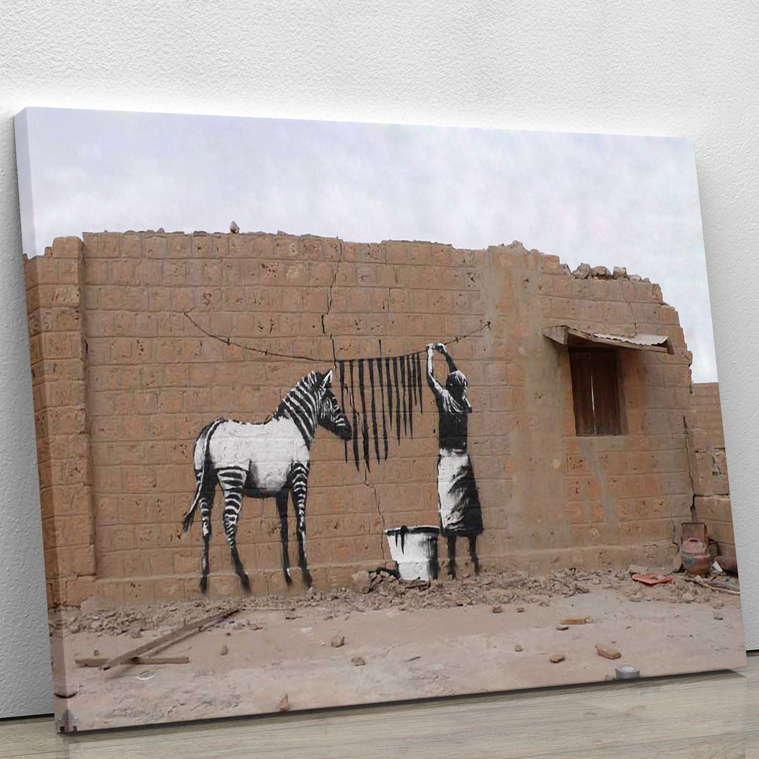 Banksy Washing Zebra Stripes Canvas Print or Poster - Canvas Art Rocks - 1