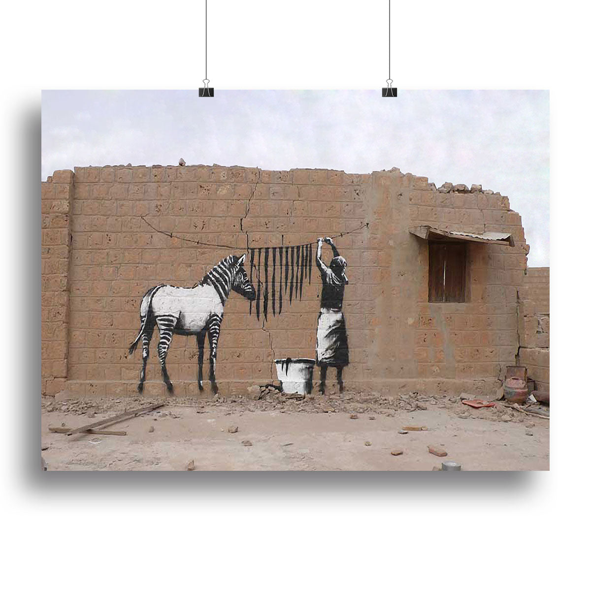 Banksy Washing Zebra Stripes Canvas Print or Poster - Canvas Art Rocks - 2