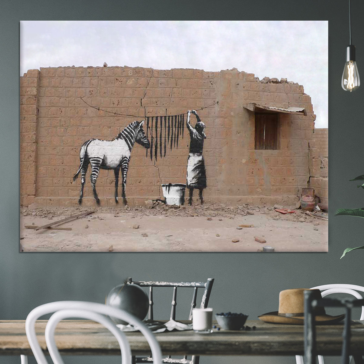 Banksy Washing Zebra Stripes Canvas Print or Poster - Canvas Art Rocks - 3