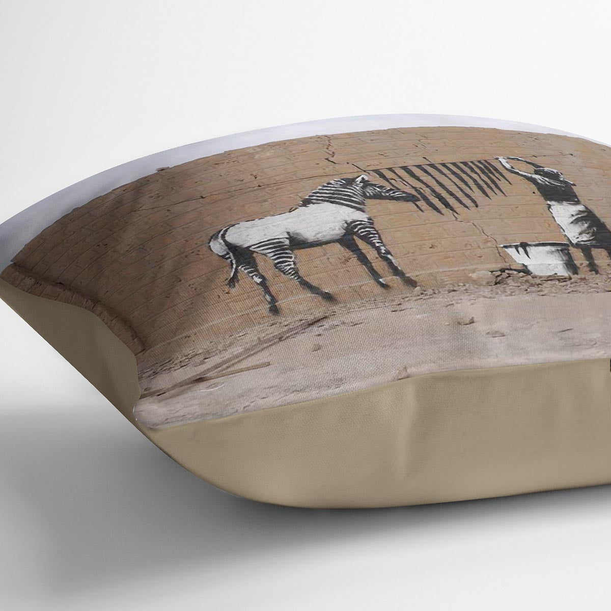 Banksy Washing Zebra Stripes Cushion