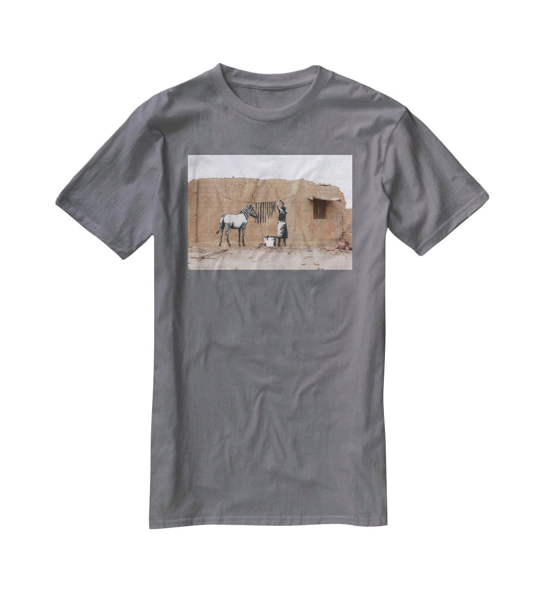 Banksy Washing Zebra Stripes T-Shirt - Canvas Art Rocks - 3