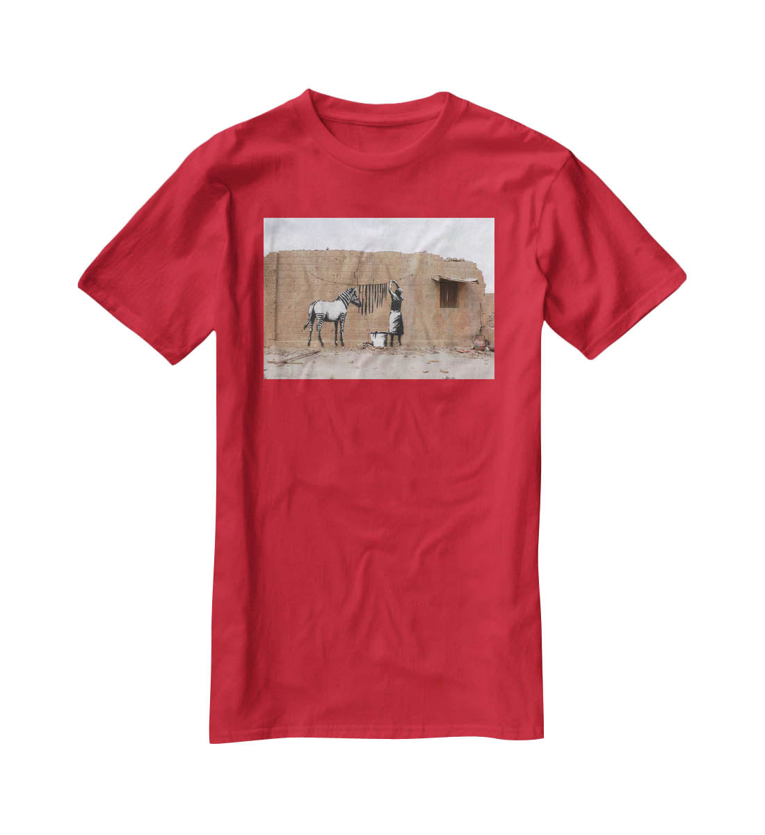 Banksy Washing Zebra Stripes T-Shirt - Canvas Art Rocks - 4
