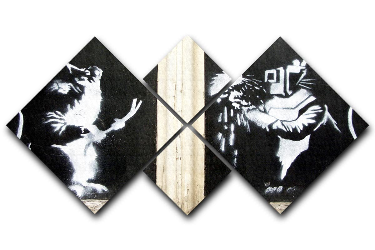 Banksy Welding Rats 4 Square Multi Panel Canvas  - Canvas Art Rocks - 1