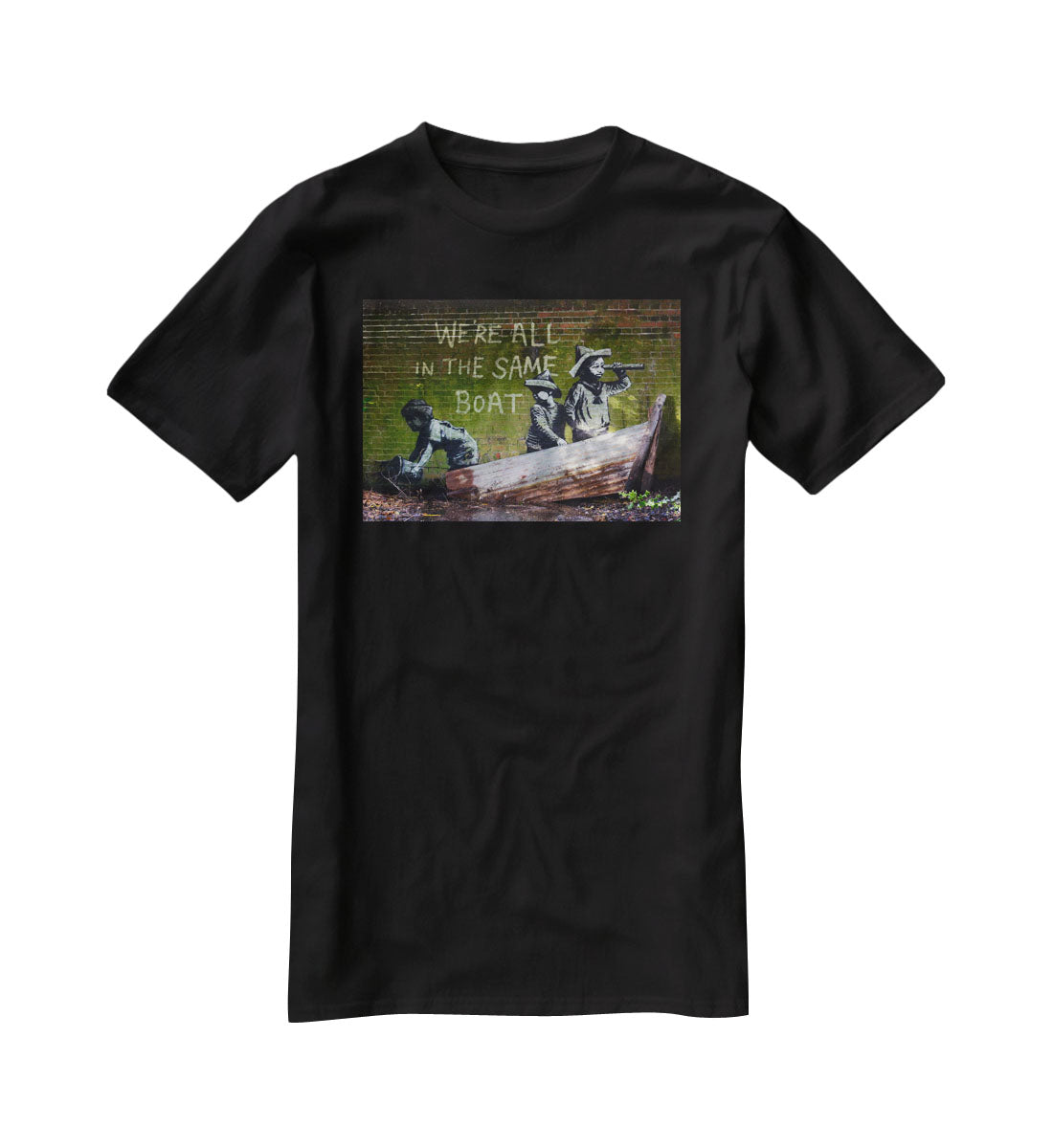 Banksy Were All In The Same Boat T-Shirt - Canvas Art Rocks - 1