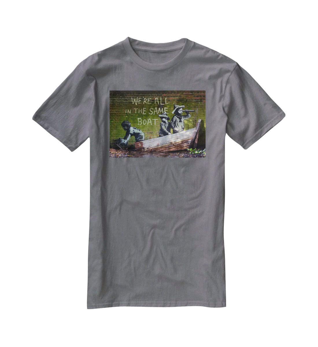 Banksy Were All In The Same Boat T-Shirt - Canvas Art Rocks - 3