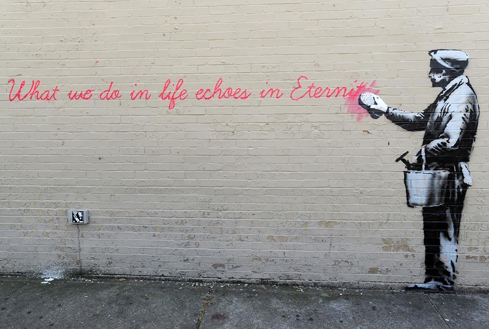 Banksy What We Do In Life Wall Mural Wallpaper - Canvas Art Rocks - 1