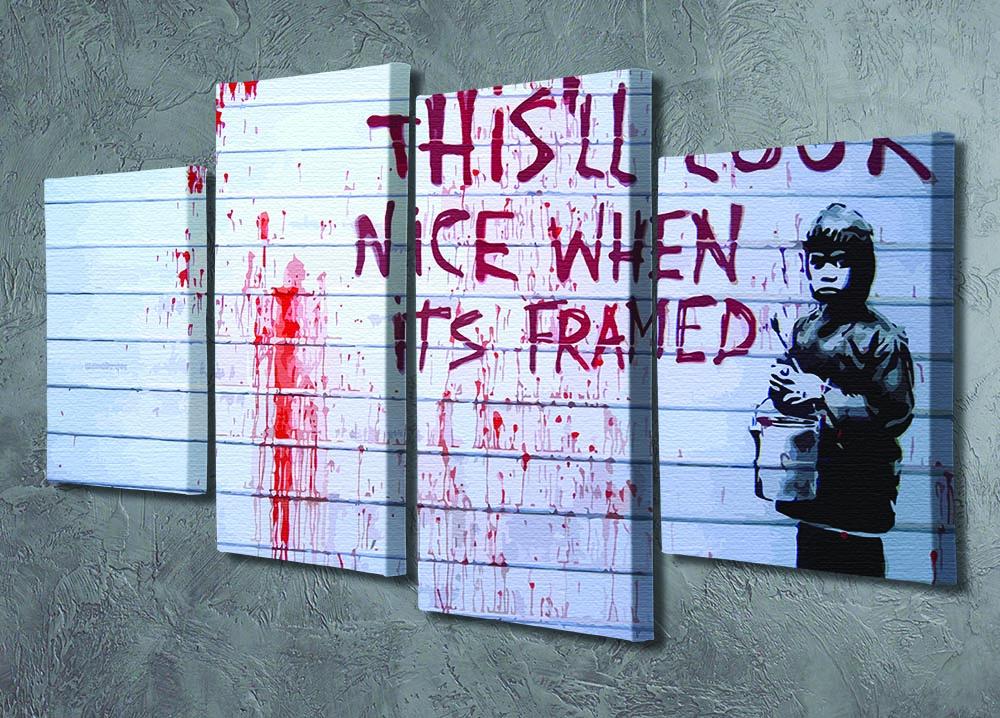 Banksy When Its Framed 4 Split Panel Canvas - Canvas Art Rocks - 2