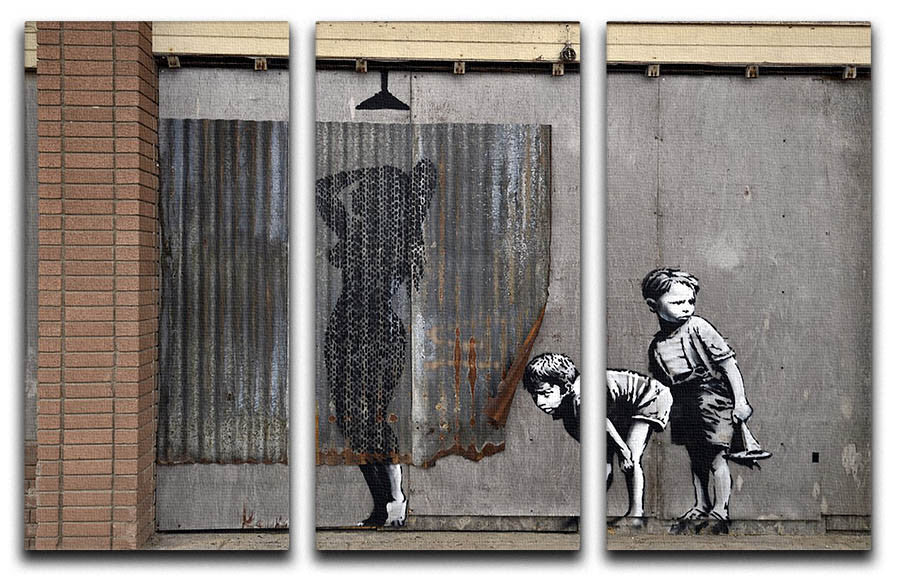 Banksy Woman In Shower 3 Split Panel Canvas Print - Canvas Art Rocks