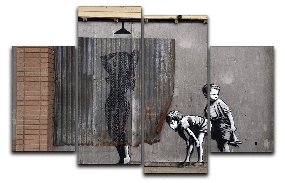 Banksy Woman In Shower 4 Split Panel Canvas  - Canvas Art Rocks - 1