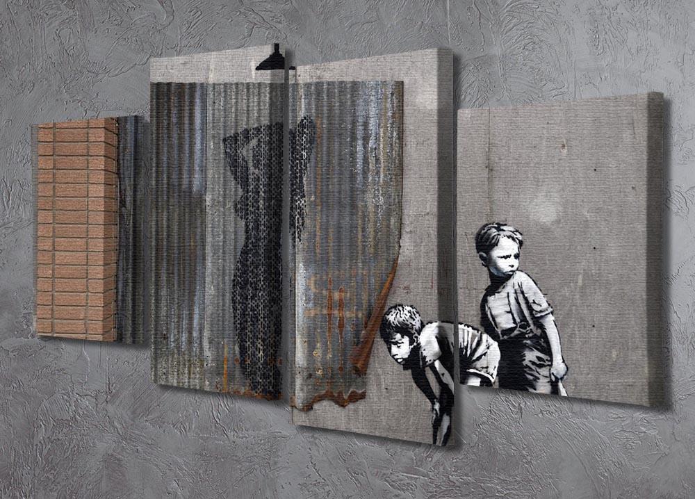 Banksy Woman In Shower 4 Split Panel Canvas - Canvas Art Rocks - 2
