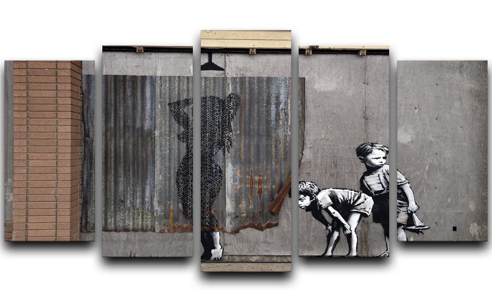 Banksy Woman In Shower 5 Split Panel Canvas  - Canvas Art Rocks - 1