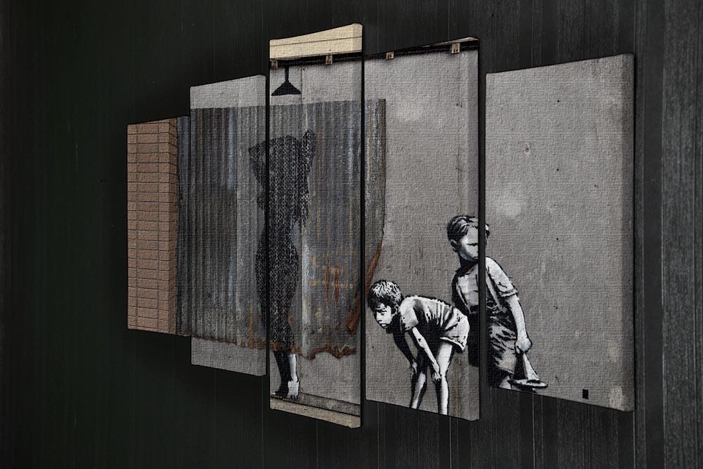 Banksy Woman In Shower 5 Split Panel Canvas - Canvas Art Rocks - 2
