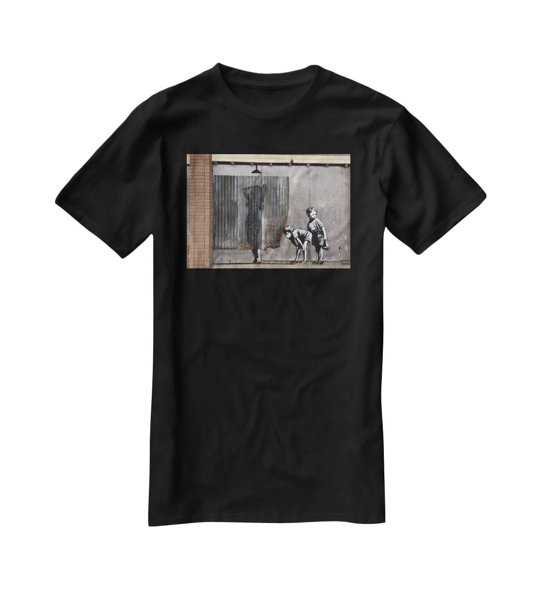 Banksy Woman In Shower T-Shirt - Canvas Art Rocks - 1