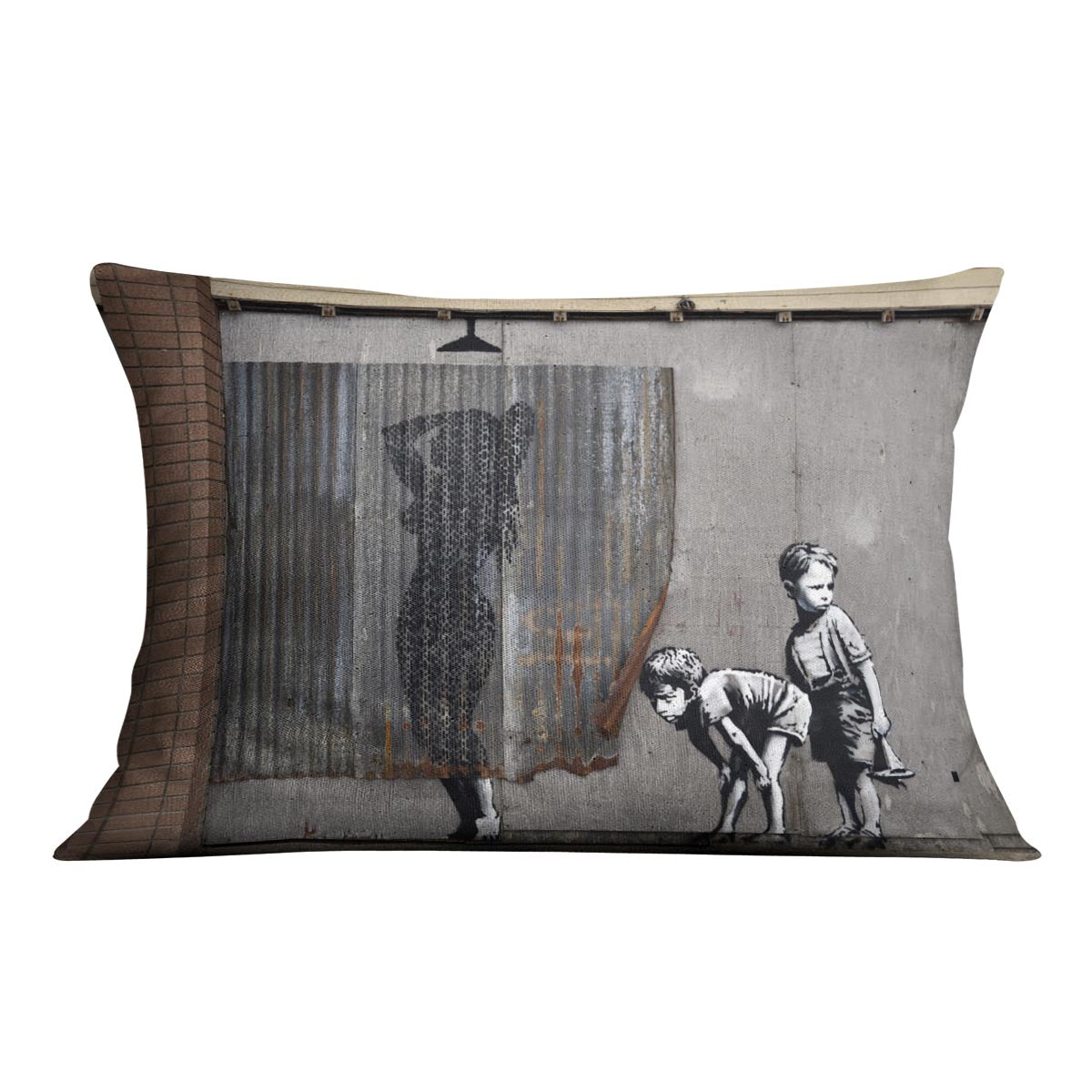 Banksy Woman In Shower Cushion