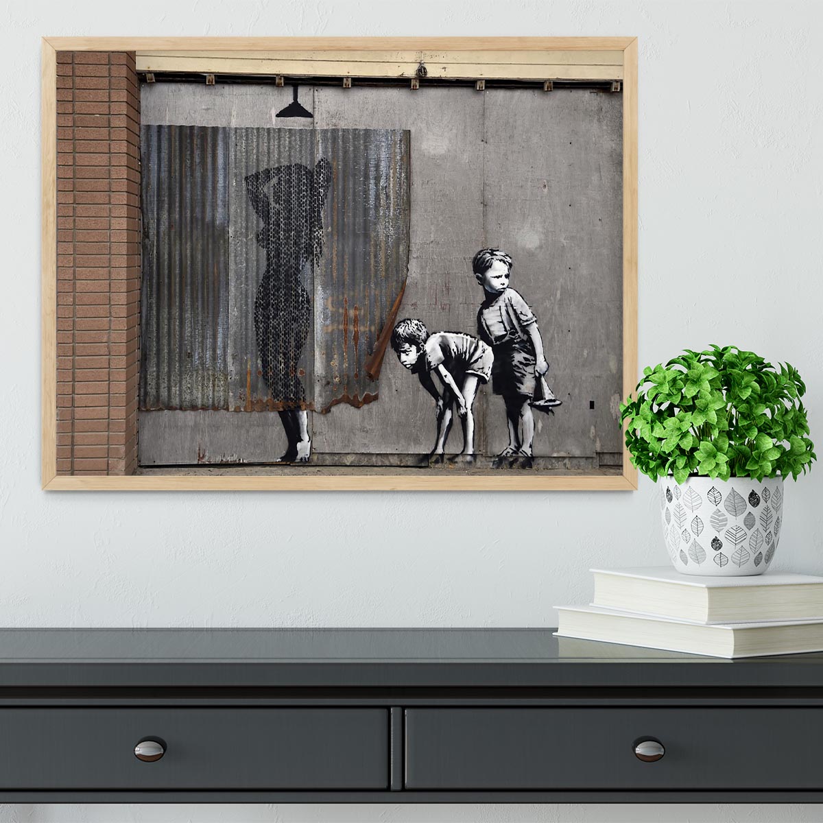 Banksy Woman In Shower Framed Print - Canvas Art Rocks - 4