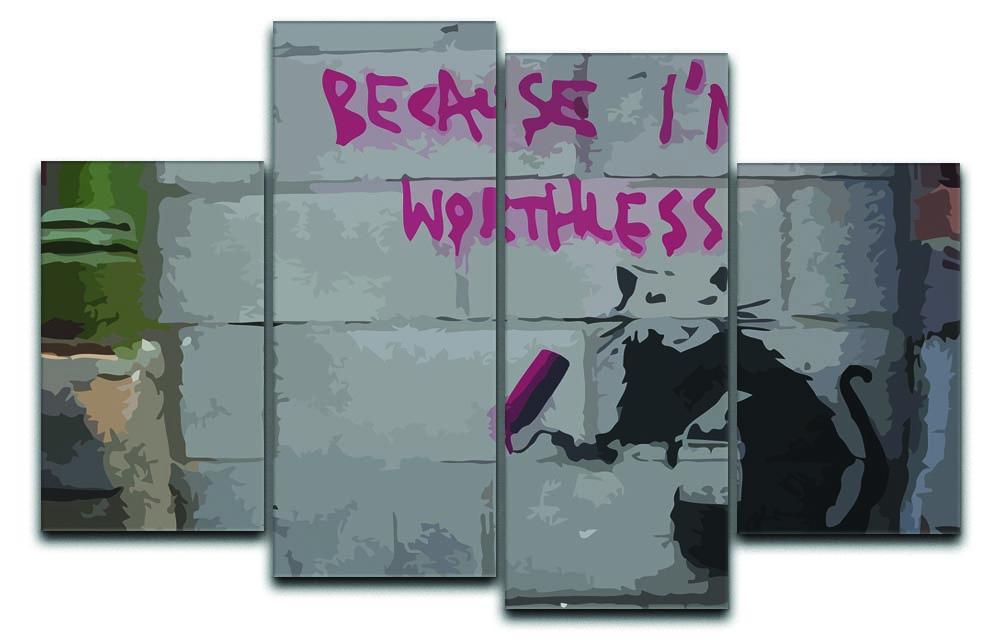 Banksy Worthless Rat 4 Split Panel Canvas  - Canvas Art Rocks - 1