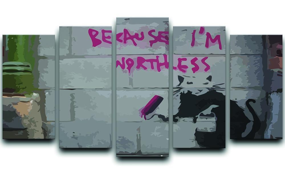 Banksy Worthless Rat 5 Split Panel Canvas  - Canvas Art Rocks - 1