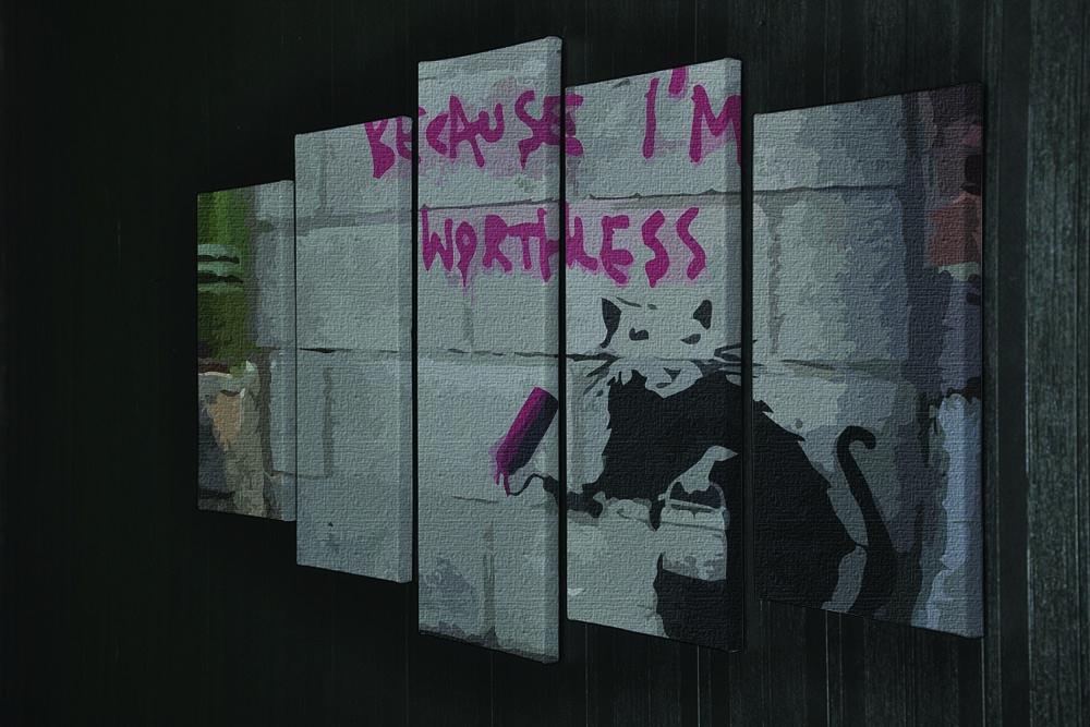 Banksy Worthless Rat 5 Split Panel Canvas - Canvas Art Rocks - 2