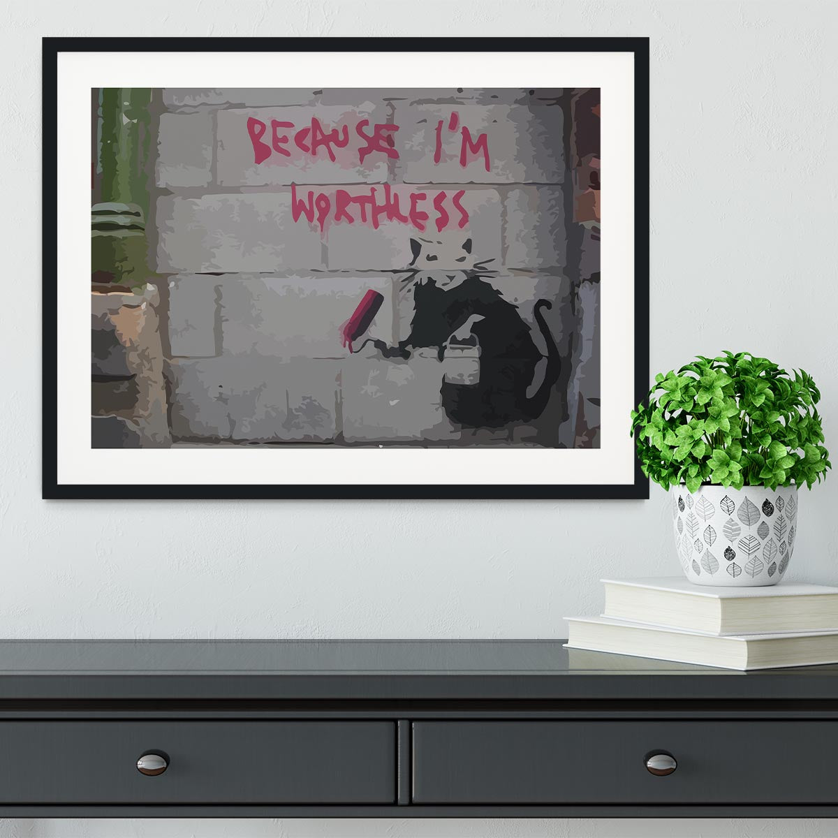 Banksy Worthless Rat Framed Print - Canvas Art Rocks - 1
