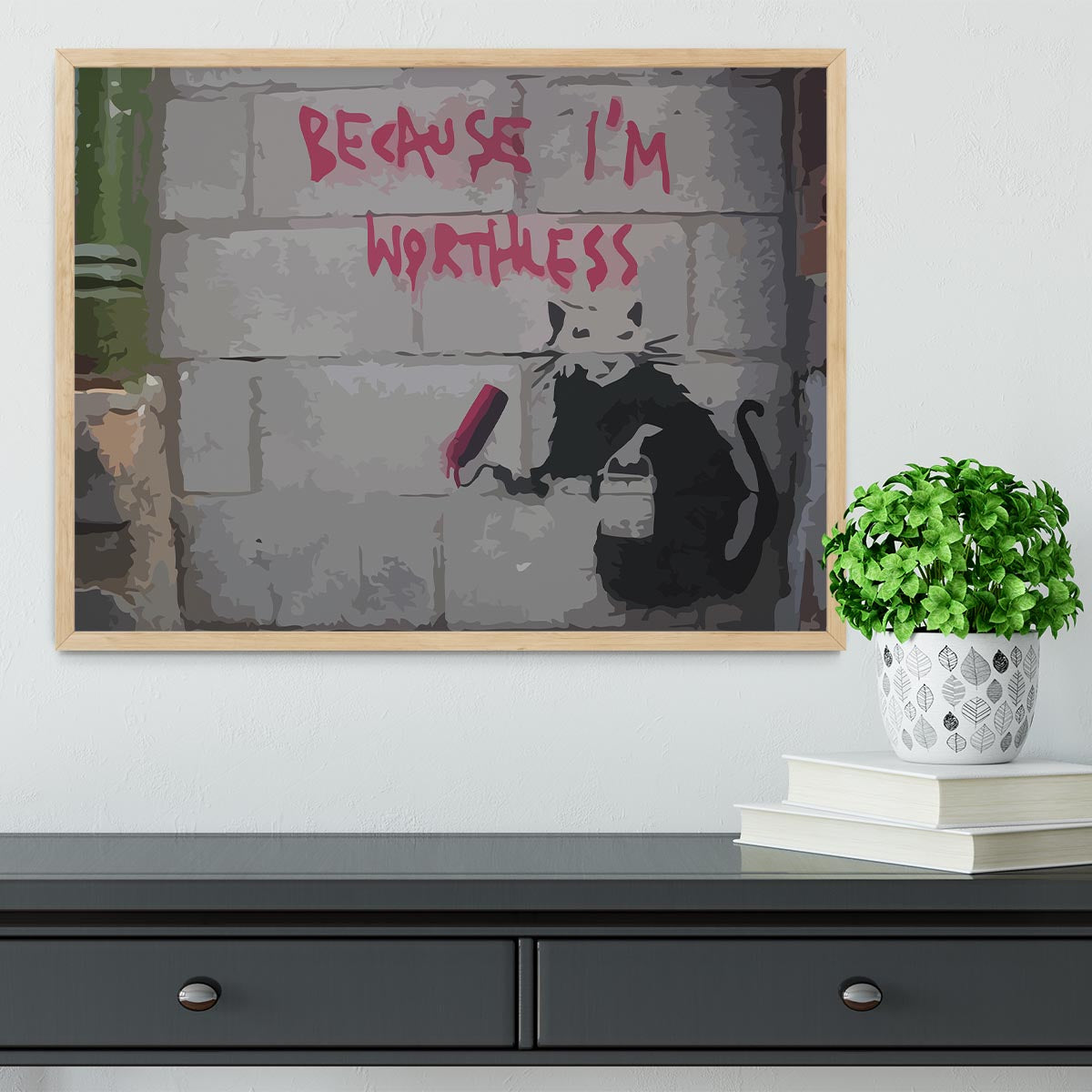 Banksy Worthless Rat Framed Print - Canvas Art Rocks - 4