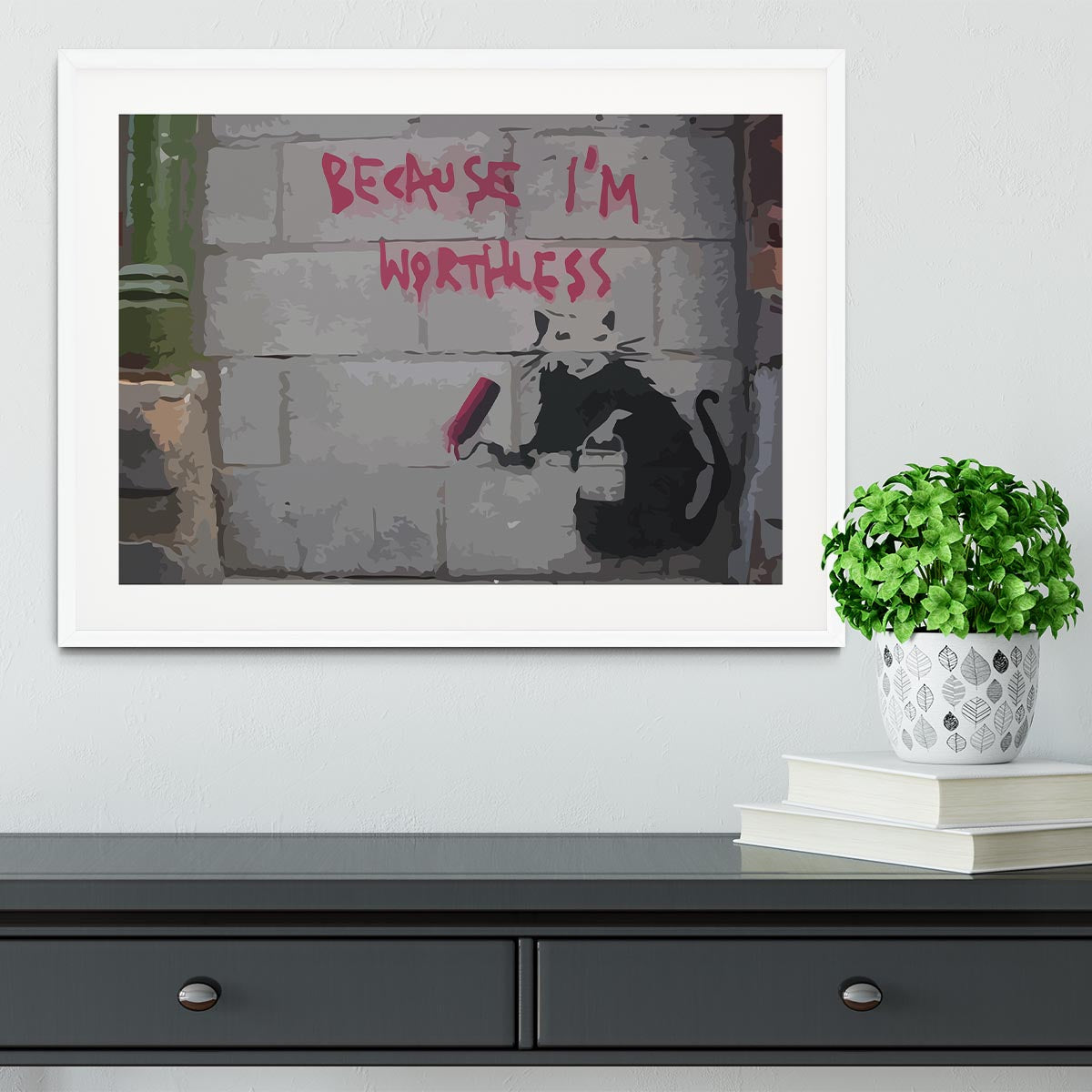 Banksy Worthless Rat Framed Print - Canvas Art Rocks - 5